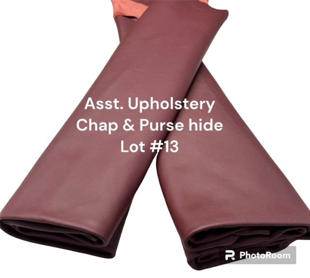 Assorted Upholstery Chap & Purse hide lot #13