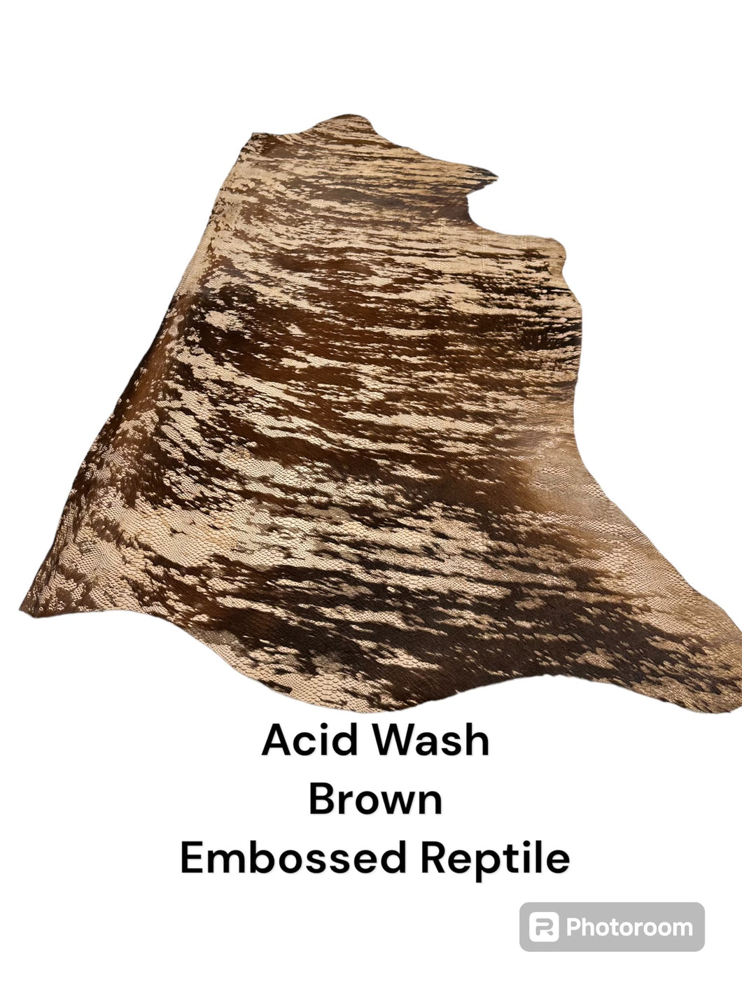 Acid Wash Brown Embossed Reptile 1/2 Hide