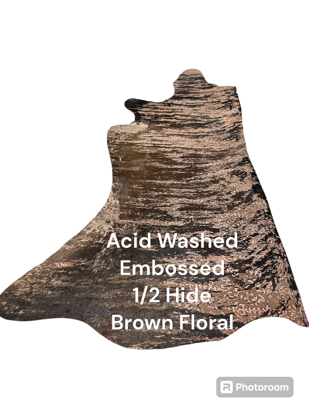 Acid Wash Brown Embossed Floral 1/2 Hide