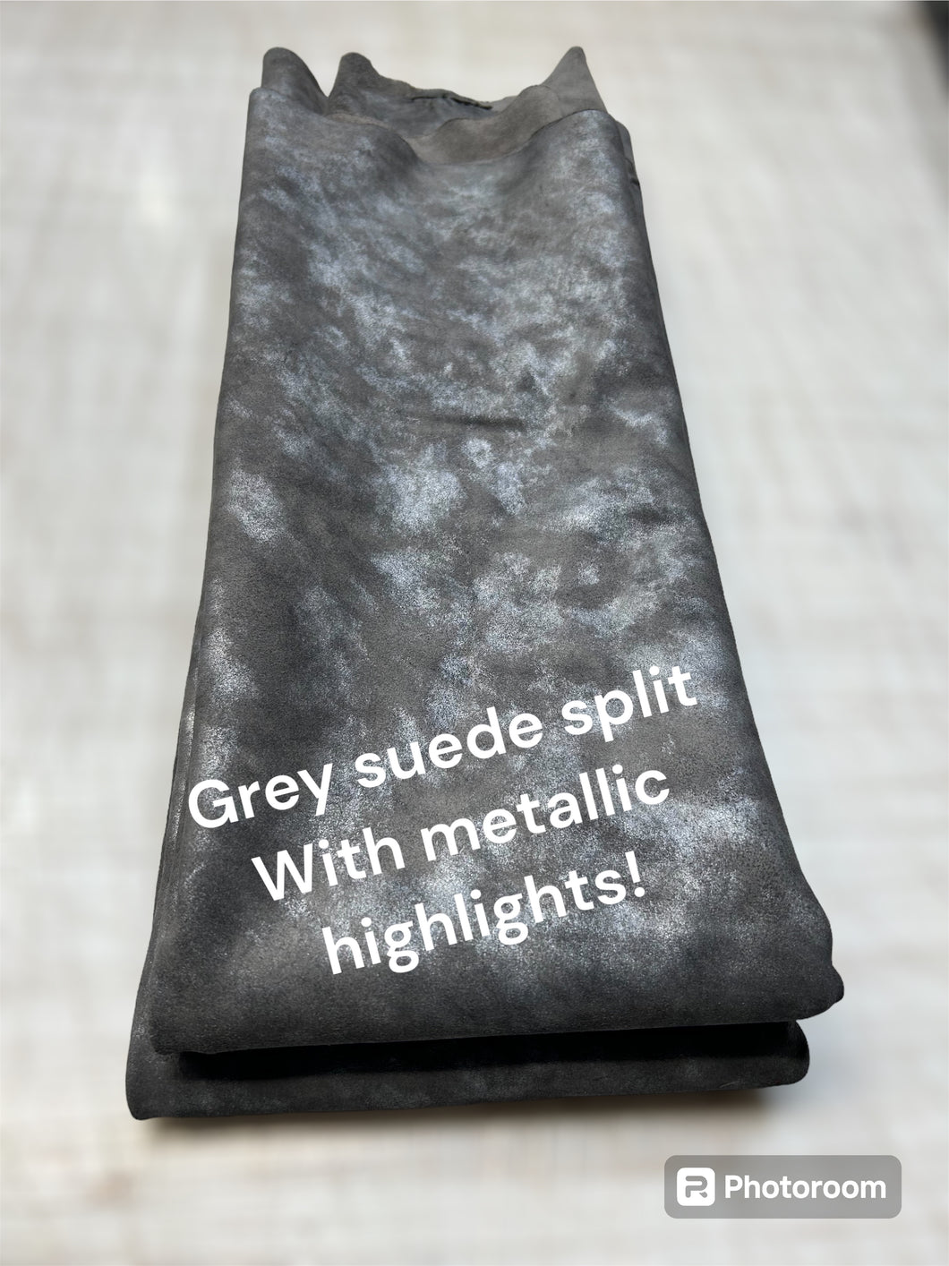 Grey suede split w/ metallic highlights