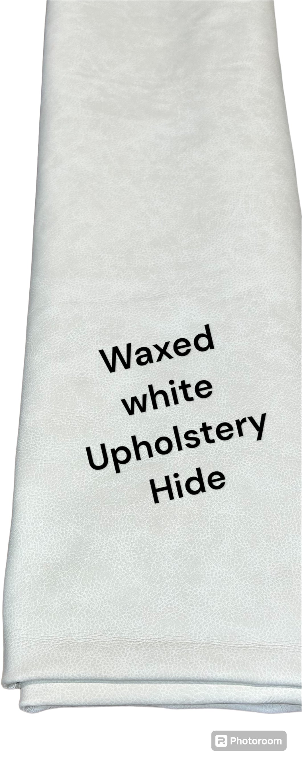 Waxed white upholstery hide