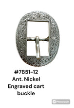 Load image into Gallery viewer, Ant. Nickel engraved cart buckles
