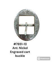 Load image into Gallery viewer, Ant. Nickel engraved cart buckles
