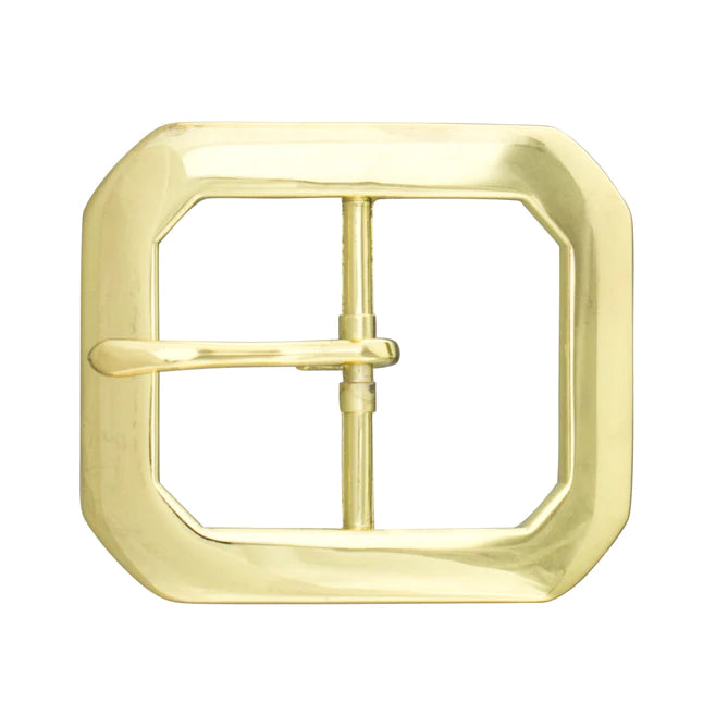 Clipped Corner Center Bar Buckles Brass Plate